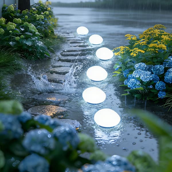 LED-solcellelampe sten kold hvid / solcellebelysning til haven / udendørs lampe IP65