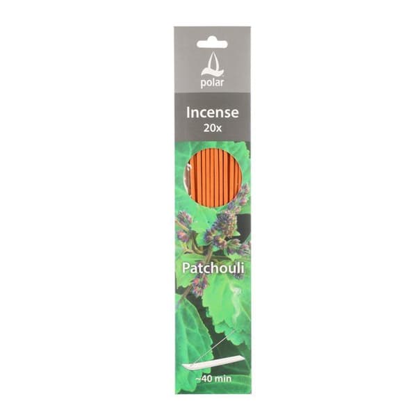 Røgelse 20-pak - patchouli / røgelsespinde med patchouli-duft / jordnær røgelse / langtidsbrændende røgelse