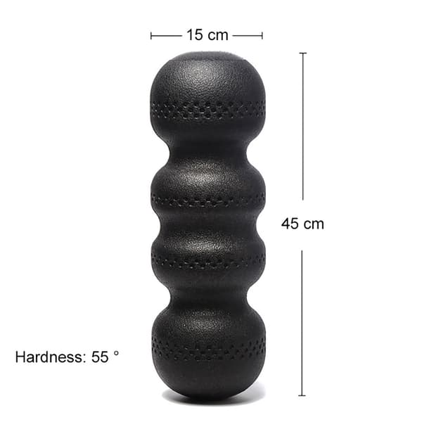 Yogarulle i EPP Ø15 x 45 cm / massagerulle til ryg / sort foam roller til rygmassage / hårdhed 55°