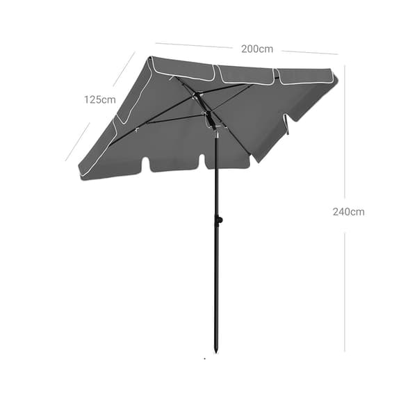 Rektangulær altanparasol 2 x 1,25 m, UPF 50+ – grå / parasol til altanen