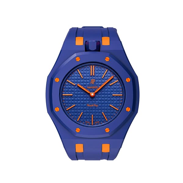 Silikonearmbånd og beskyttelsesetui til AP x Swatch Royal Pop 12 O'clock – Blå/orange