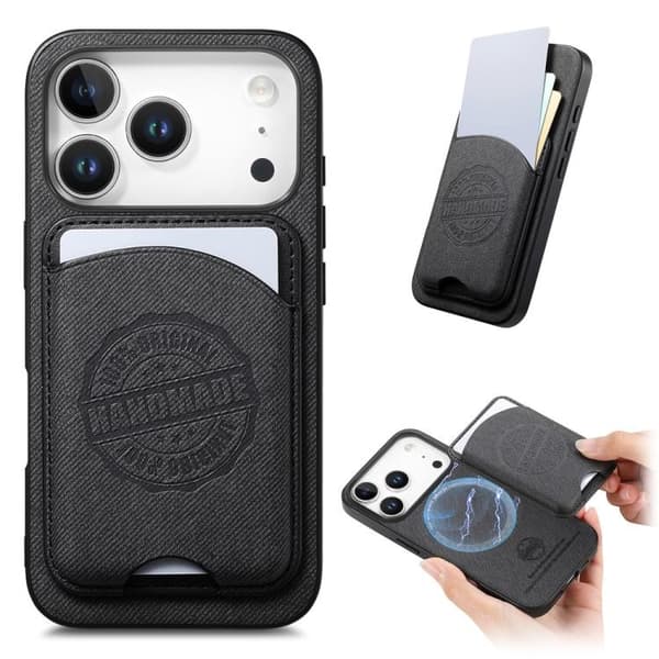 Magnetisk mobiletui i kunstlæder med kortholder til iPhone 12 Pro Max - Svart