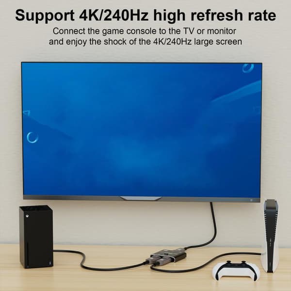DisplayPorts-switch 16K / DisplayPort-switch 2 ind 1 ud / DP-switch tovejs