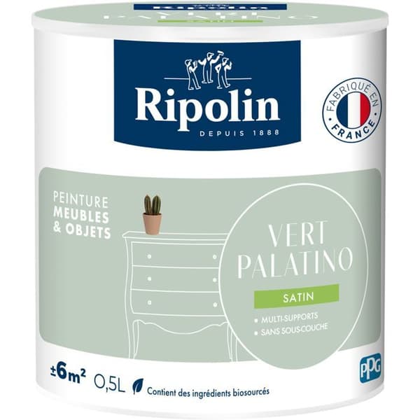 Möbel- och objektfärg - Palatinogrön - Satinfinish - Ripolin - 0,5L