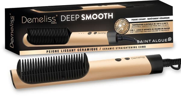 Udglatningskam - SAINT ALGUE - Demeliss DEEP & SMOOTH - 3 temperaturer - Guld