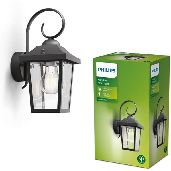 Udendørs væglampe - PHILIPS - Buzzard - Sort - IP44