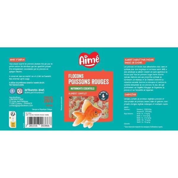 Fiskfoder - AIME - Guldfiskflingor - 1000 ml