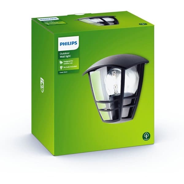Ulkoseinävalaisin - PHILIPS - Creek - Musta - IP44 - E27
