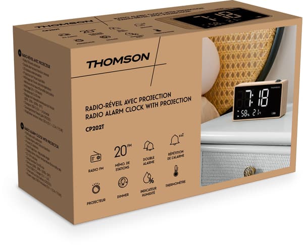 Herätyskello projektiolla - THOMSON - Puu