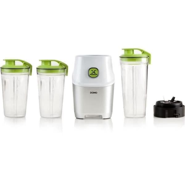 DOMO Xpower -tehosekoitin - DO700BL - 1000 W - 3 pulloa (700 ml ja 2 pulloa à 500 ml) - 10 kpl - Harmaa
