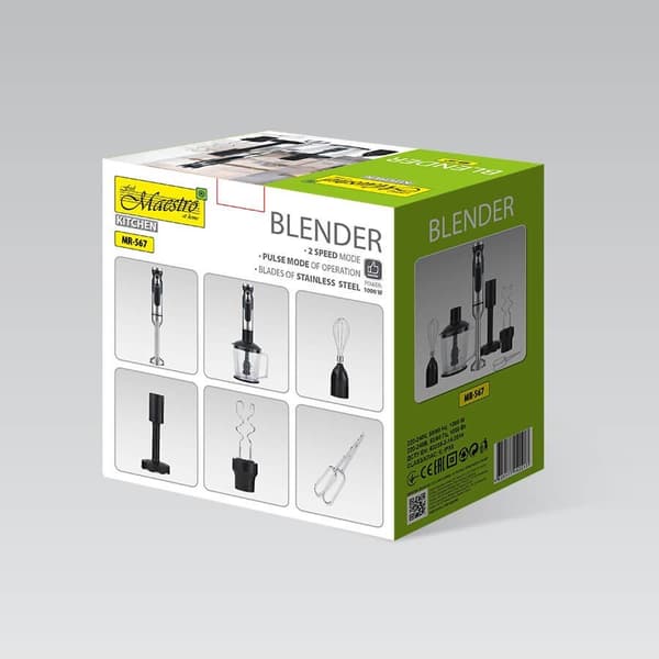 Maestro MR-567 blender Stavblender 1000 W Sort, Rustfrit stål