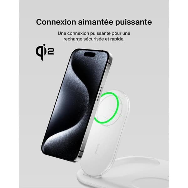 Laddningsbas - BELKIN - Qi2 - 3-i-1 - Vit