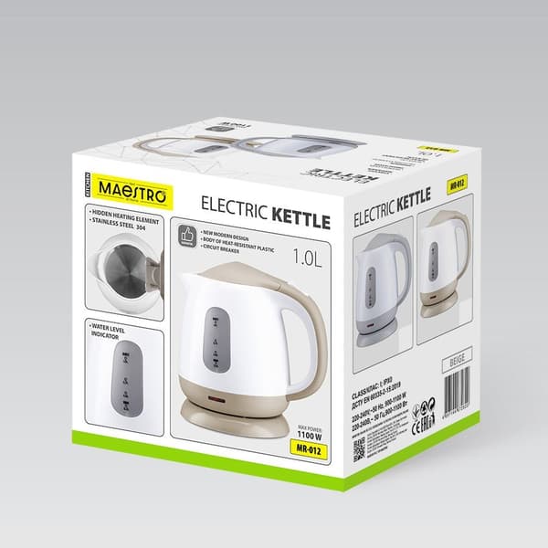 Elkedel 1L 1100W MR-012-BEIGE MAESTRO
