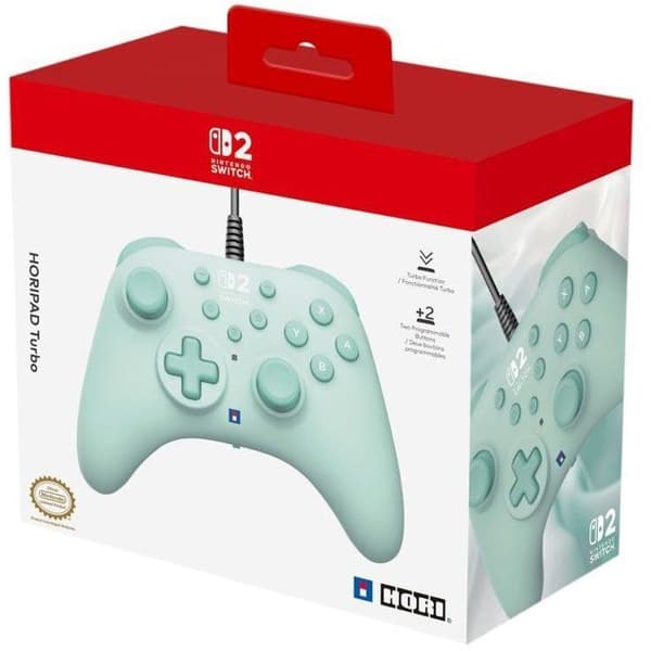 Gamepad - Nintendo Switch og Switch 2 - Kablet - Grøn - Horipad Turbo - Programmerbare tilbageknapper - Hori