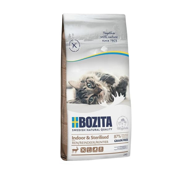 BOZITA Indoor & Sterilised Spannmålsfritt Renfoder - torrfoder för steriliserade katter - 2 kg