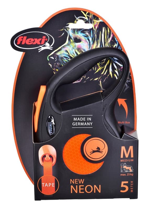 Flexi New Neon M 5 m utdragbart koppel för hundar