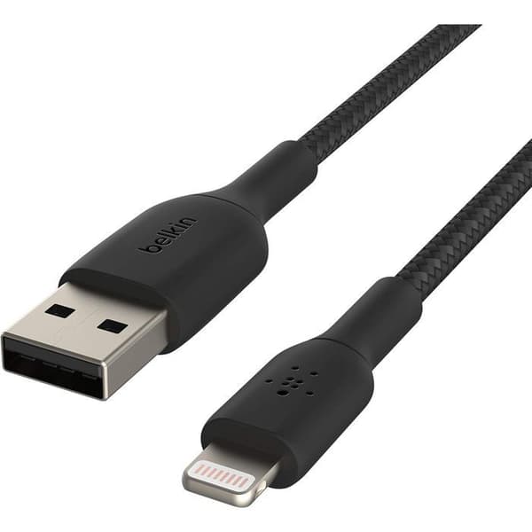 Flätad kabel - BELKIN - Lightning till USB-A - 2 m - Svart