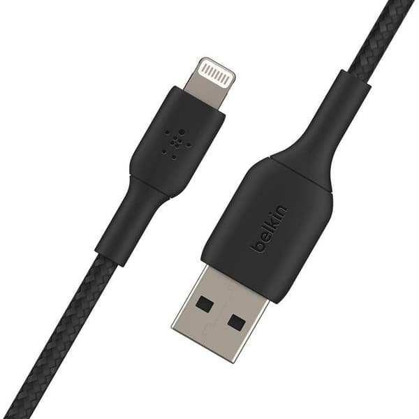 Flätad kabel - BELKIN - Lightning till USB-A - 2 m - Svart