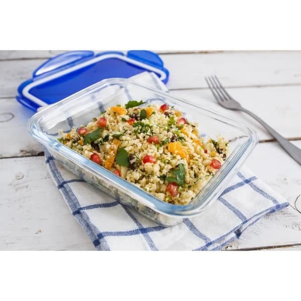 Set med 5 matlådor - PYREX - Cook & Go - Glas - Rektangulär - Lufttätt lock - 0,8 L