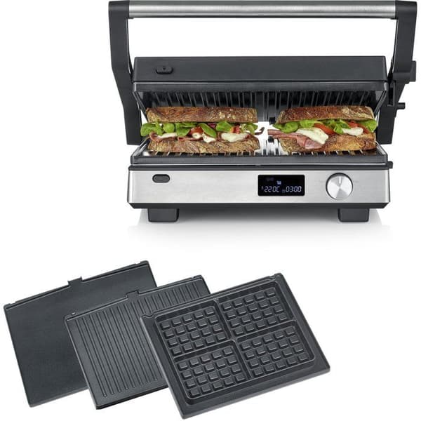 3-i-1 multifunktionsgrill - SEVERIN - KG 2380 - 2000 W - 3 sæt plader - LED-display - Sort/rustfrit stål