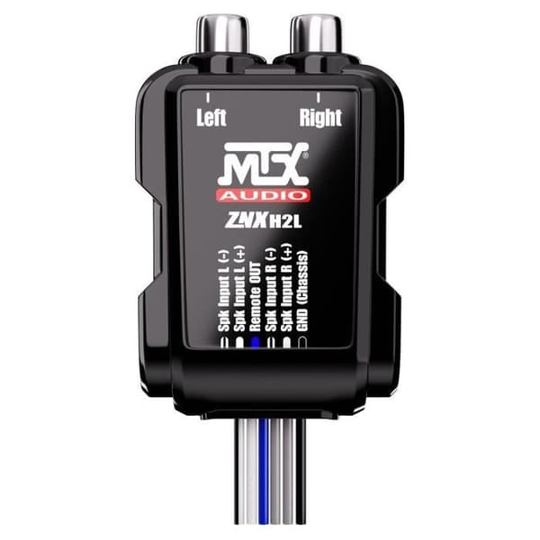 Sovitin - MTX AUDIO - Kaiutin - RCA 8V -kaapelit - "Remote"-lähtö