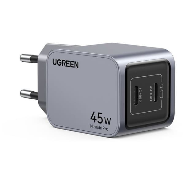 UGREEN Verkkolaite - GaN 2 USB-C-porttia - 45W - Harmaa