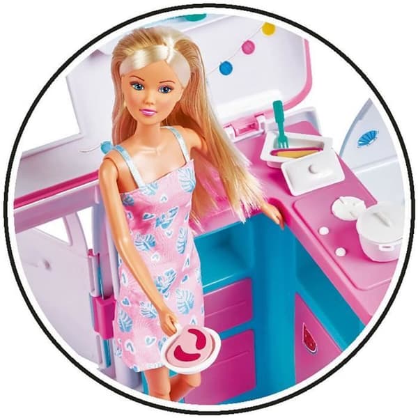 29 cm Steffi Love modedocka och hennes öppningsbara husbil