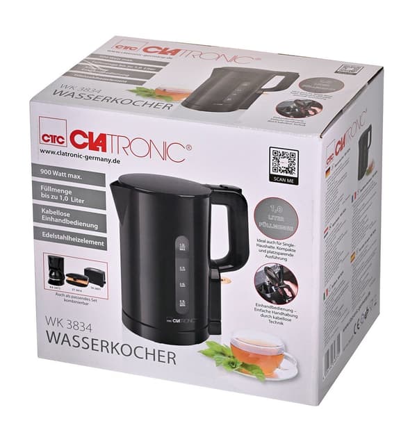 Elkedel 1L WK 3834 CLATRONIC sort