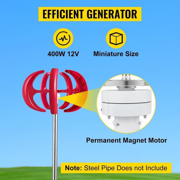 400W 12V vertikal lanternvindgenerator med styrenhet,start med låg vindhastighet