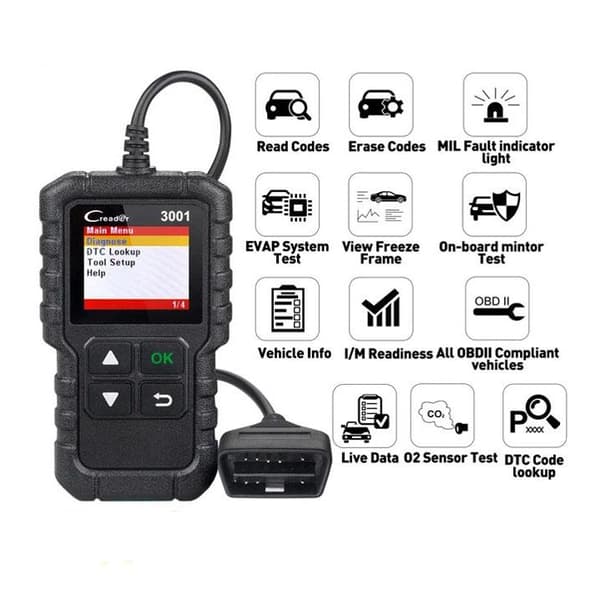 OBD2-skanner, bildiagnostikverktyg, fordonsskanner, bil läsare, stöder full OBDII/EOBD-funktioner