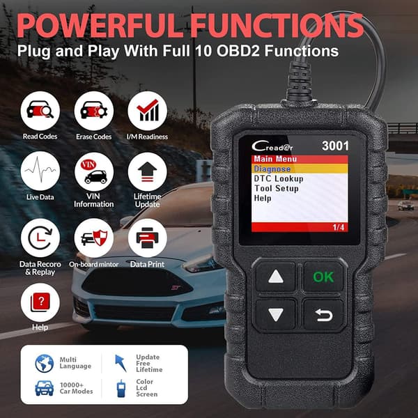 OBD2-skanner, bildiagnostikverktyg, fordonsskanner, bil läsare, stöder full OBDII/EOBD-funktioner