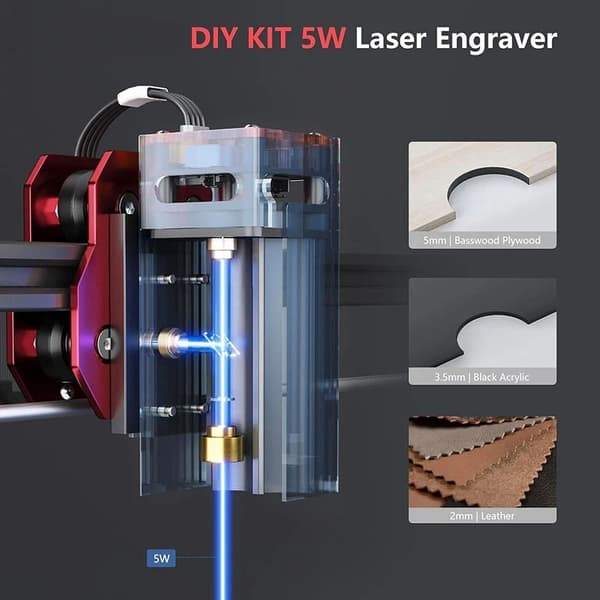 5,5W 40*40cm DIY lasergraverings- och skärmaskin, hög precision, hög hastighet, 7 säkerhetsskydd, stöder WIFI offline-kontroll