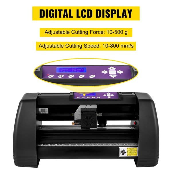 375 mm manuell vinylskärplotter med LCD-panel och COM, USB, U-disk portar, stöder offline-drift, exakt skärning, kompakt struktur
