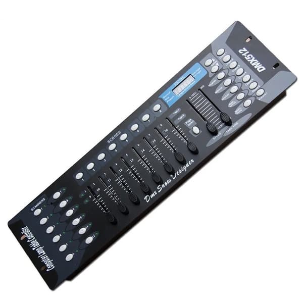 192 DMX-scenbelysningskontroller, 512 DMX-konsoler, DJ-kontrollutrustning, 8 programmerbara scener, automatisk triggerstatus