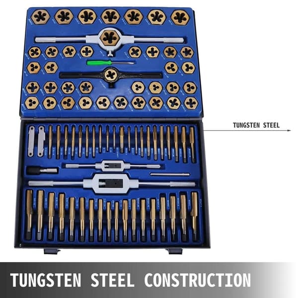 86st multifunktionell effektiv Taps och Dies kit, volfram stålmaterial,med låda