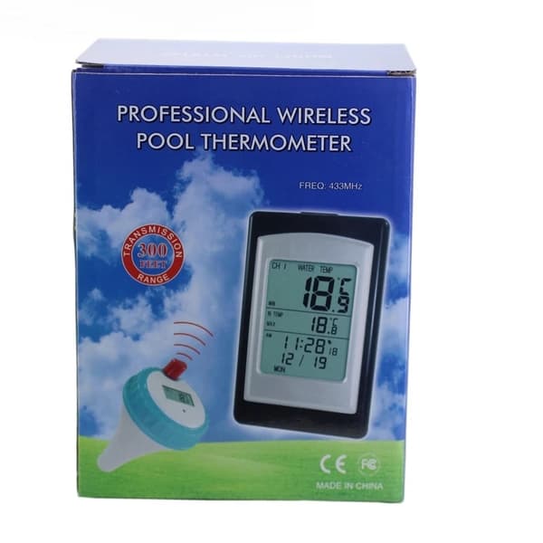 soldriven trådlös pooltermometer, digital LCD-flytande termometer, 100 m överföringsavstånd