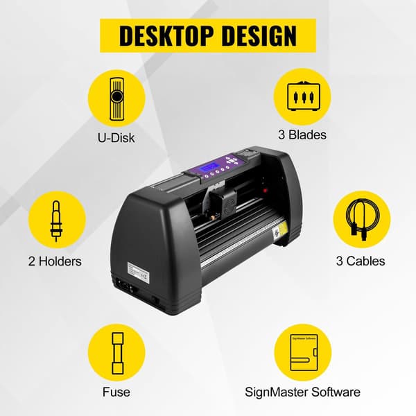 375 mm manuell vinylskärplotter med LCD-panel och COM, USB, U-disk portar, stöder offline-drift, exakt skärning, kompakt struktur