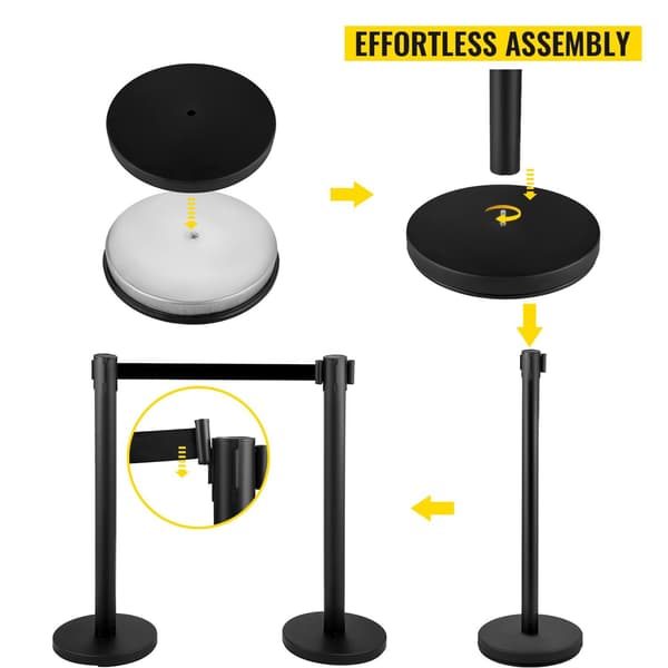 8st 90cm höjd publikkontrollstolpe med Infällbart bälte och adapter, 4-vägsanslutning, solid bas, lätt att installera