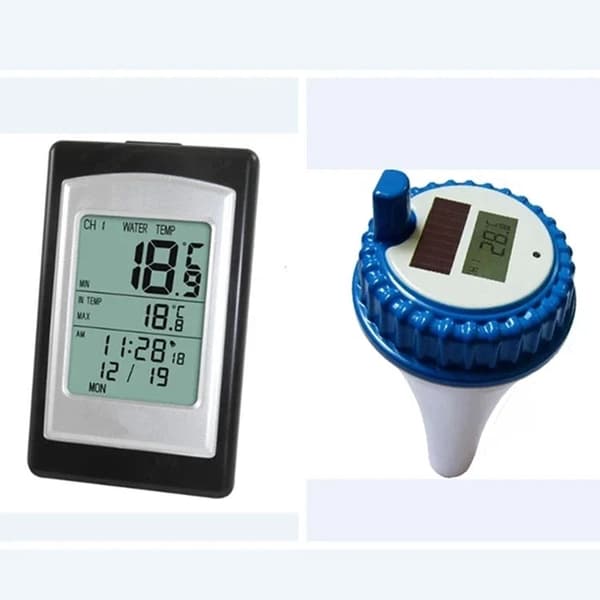 soldriven trådlös pooltermometer, digital LCD-flytande termometer, 100 m överföringsavstånd