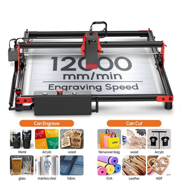 5,5W 40*40cm DIY lasergraverings- och skärmaskin, hög precision, hög hastighet, 7 säkerhetsskydd, stöder WIFI offline-kontroll