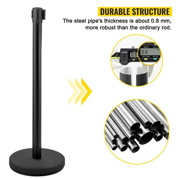 8st 90cm höjd publikkontrollstolpe med Infällbart bälte och adapter, 4-vägsanslutning, solid bas, lätt att installera