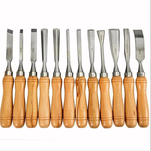 12st professionell träsnideri handmejselsats, solid bladdesign, lövträhandtag