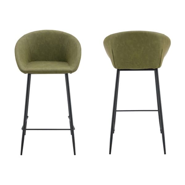 Barstolar i grön konstläder - 2-pack - Sits 67 cm
