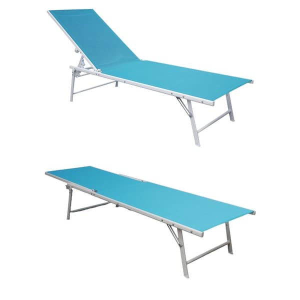 Fällbara solstolar - textilene - blå - 2-pack - L 182 cm