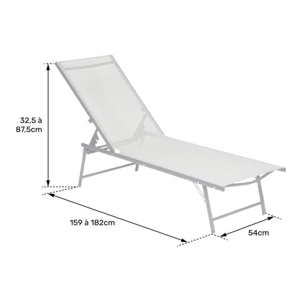 Fällbara solstolar - 2-pack - grå textilene - metallram - L 182 l 54 cm