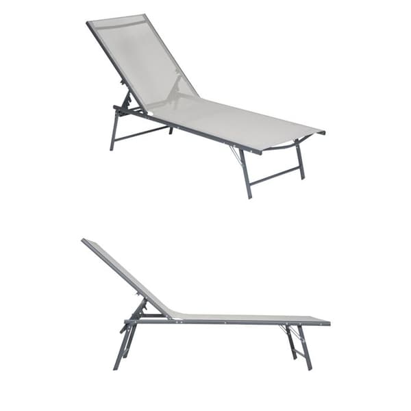 Fällbara solstolar - 2-pack - grå textilene - metallram - L 182 l 54 cm