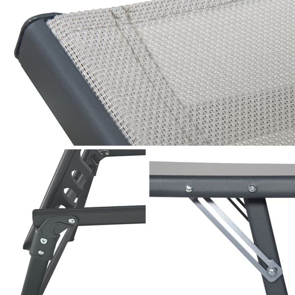 Fällbara solstolar - 2-pack - grå textilene - metallram - L 182 l 54 cm