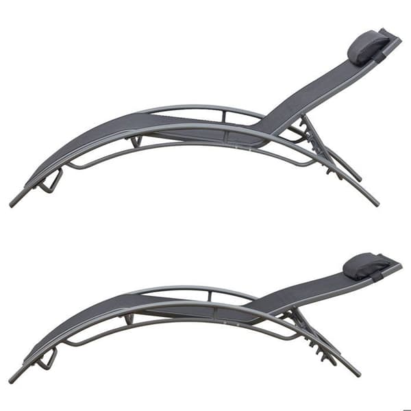 Solstolar - 2-pack - grå textilene - justerbart ryggstöd - L 173.5 cm