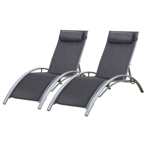 Solstolar - 2-pack - grå textilene - justerbart ryggstöd - L 173.5 cm