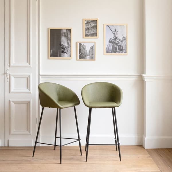 Barstolar i grön konstläder - 2-pack - Sits 67 cm